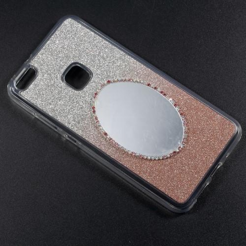 Glitter gél mobil tok tükörrel Huawei P10 Lite-hoz - rózsaarany