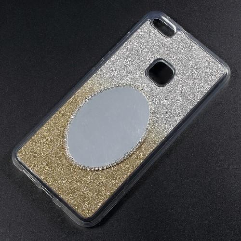 Glitter gél mobil tok tükörrel Huawei P10 Lite-hoz - arany színű