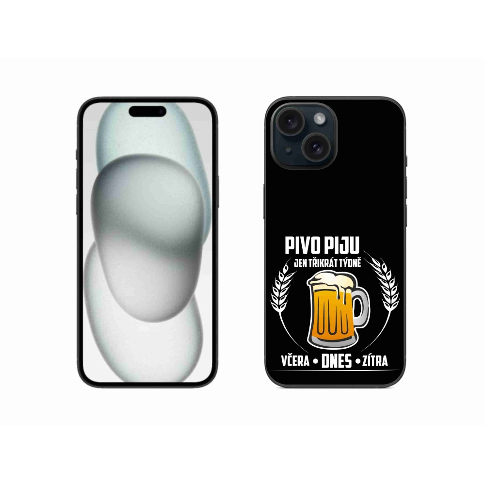 Gél borítás mmCase iPhone 15 készülékhez - sör motívum fekete háttér