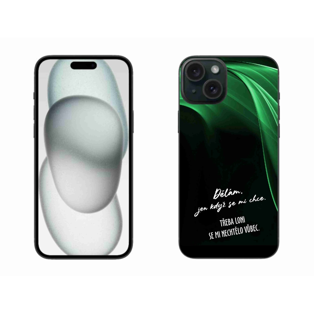 Gél borítás mmCase iPhone 15 Plus készülékhez - vicces szöveg 12 fekete háttér