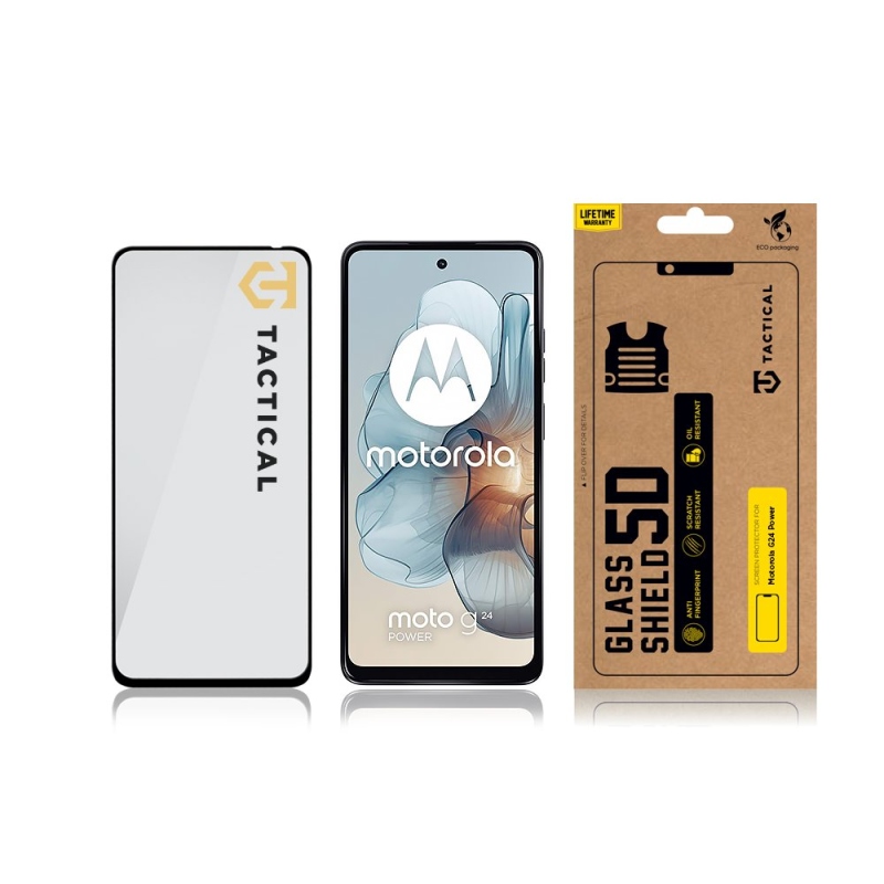 Taktikai üvegpajzs 5D üveg Motorola G24 Power Fekete