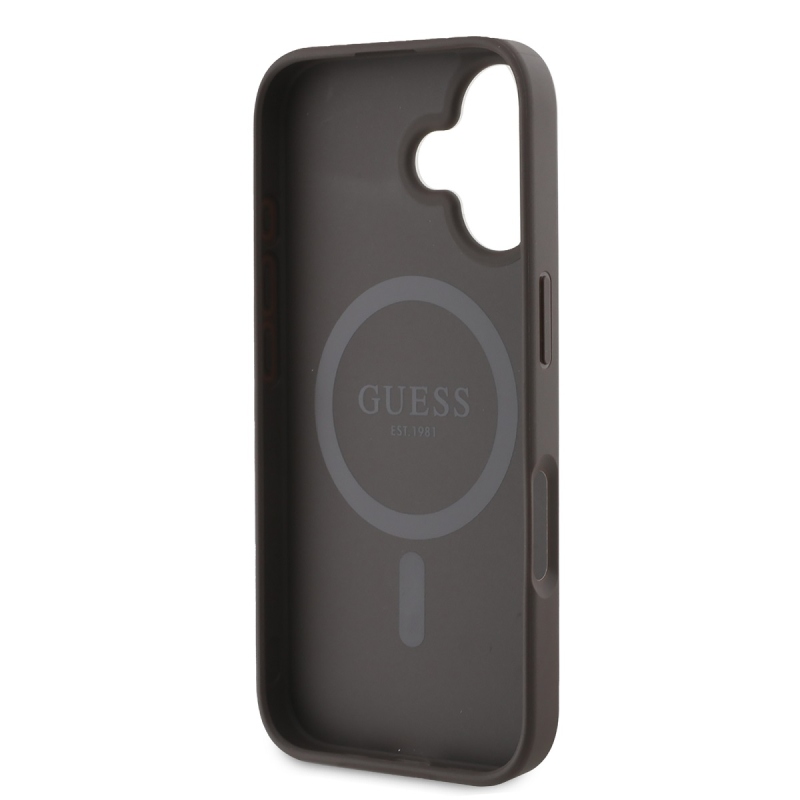 Guess PU 4G Peony MagSafe hátlap iPhone 16-hoz Barna barna