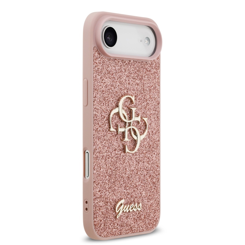 Guess PU Fixed Glitter 4G fém logó hátlap iPhone Air rózsaszínű iPhone Airhez