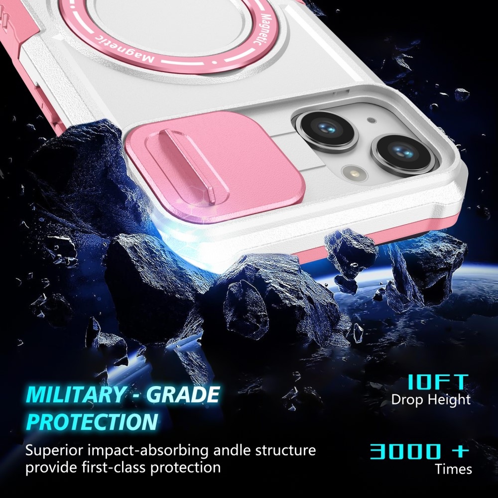 Fulcrum tartós borító kameravédelemmel és MagSafe funkcióval iPhone 14 készülékhez - rózsaszín/fehér