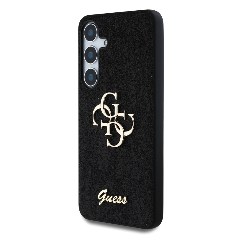 Guess PU Fixed Glitter 4G Metal Logo hátlap Samsung Galaxy S25 fekete