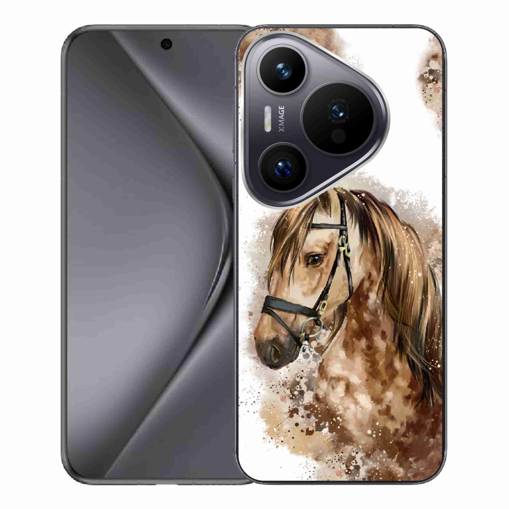 Zselés borítás mmCase a Huawei Pura 70 Pro számára - barna rajzfilm ló