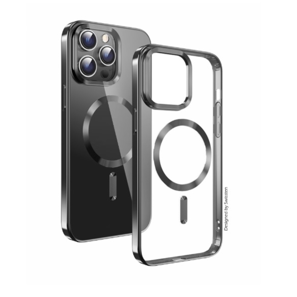Borító SWISSTEN Clear Jelly MagStick Metallic az Apple iPhone 13 mini készülékhez - fekete