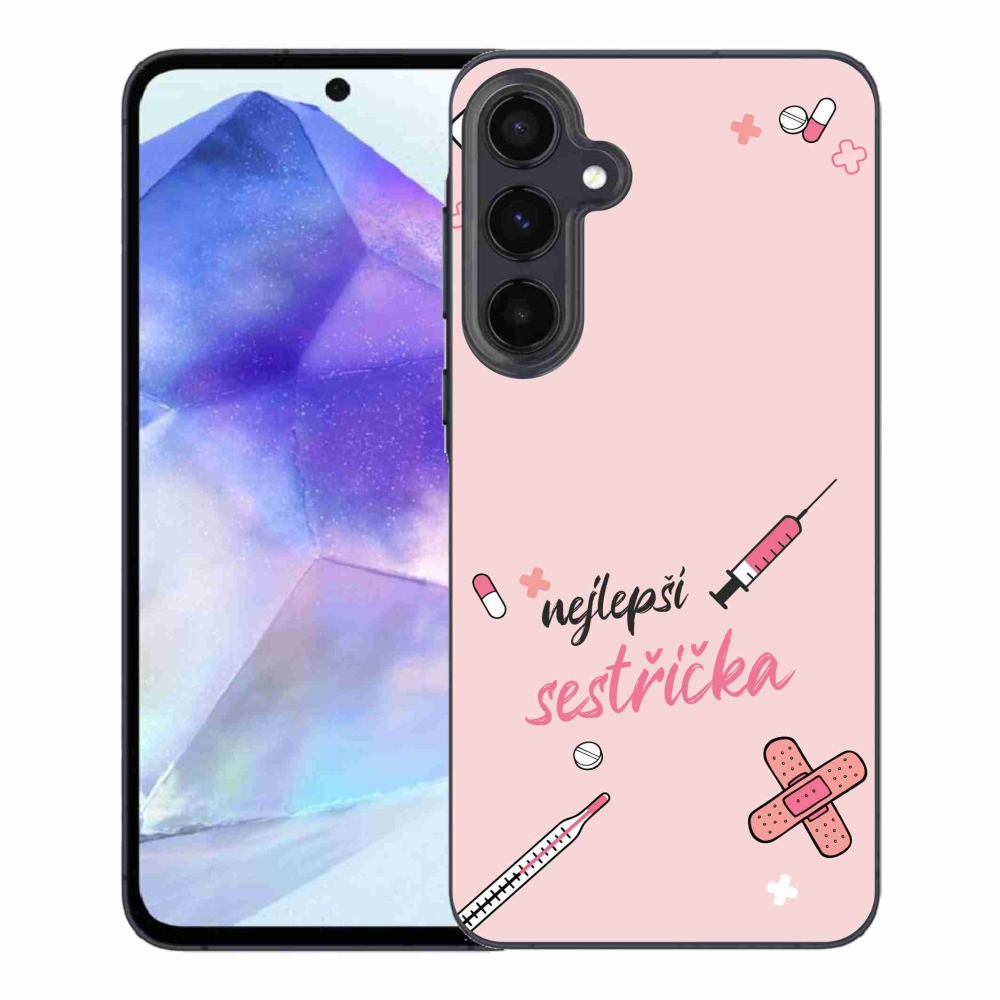 Gél borító mmCase Samsung Galaxy A55 5G - legjobb kishúg rózsaszín háttérrel