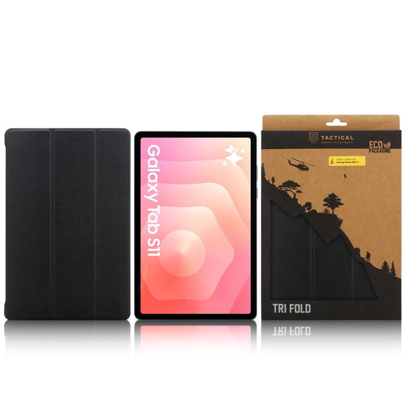 Taktikai könyv Tri Fold Case for Samsung Galaxy TAB S11 Fekete