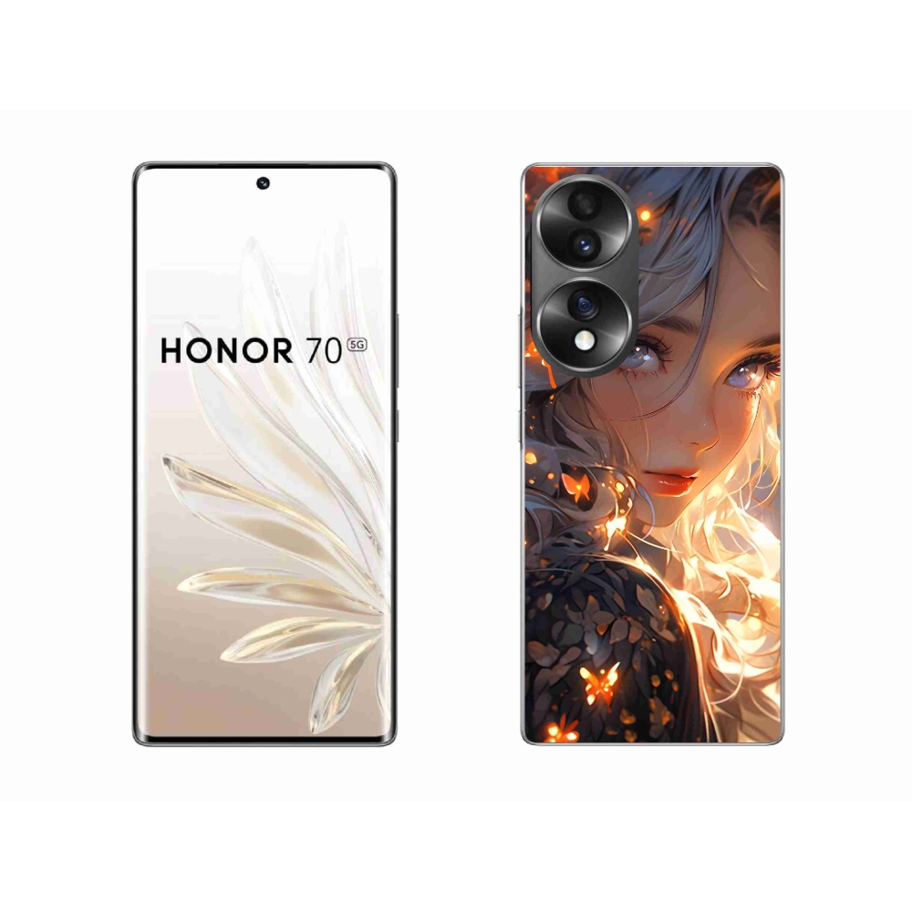 Zselés borító mmCase a Honor 70 készülékhez - lány és pillangók