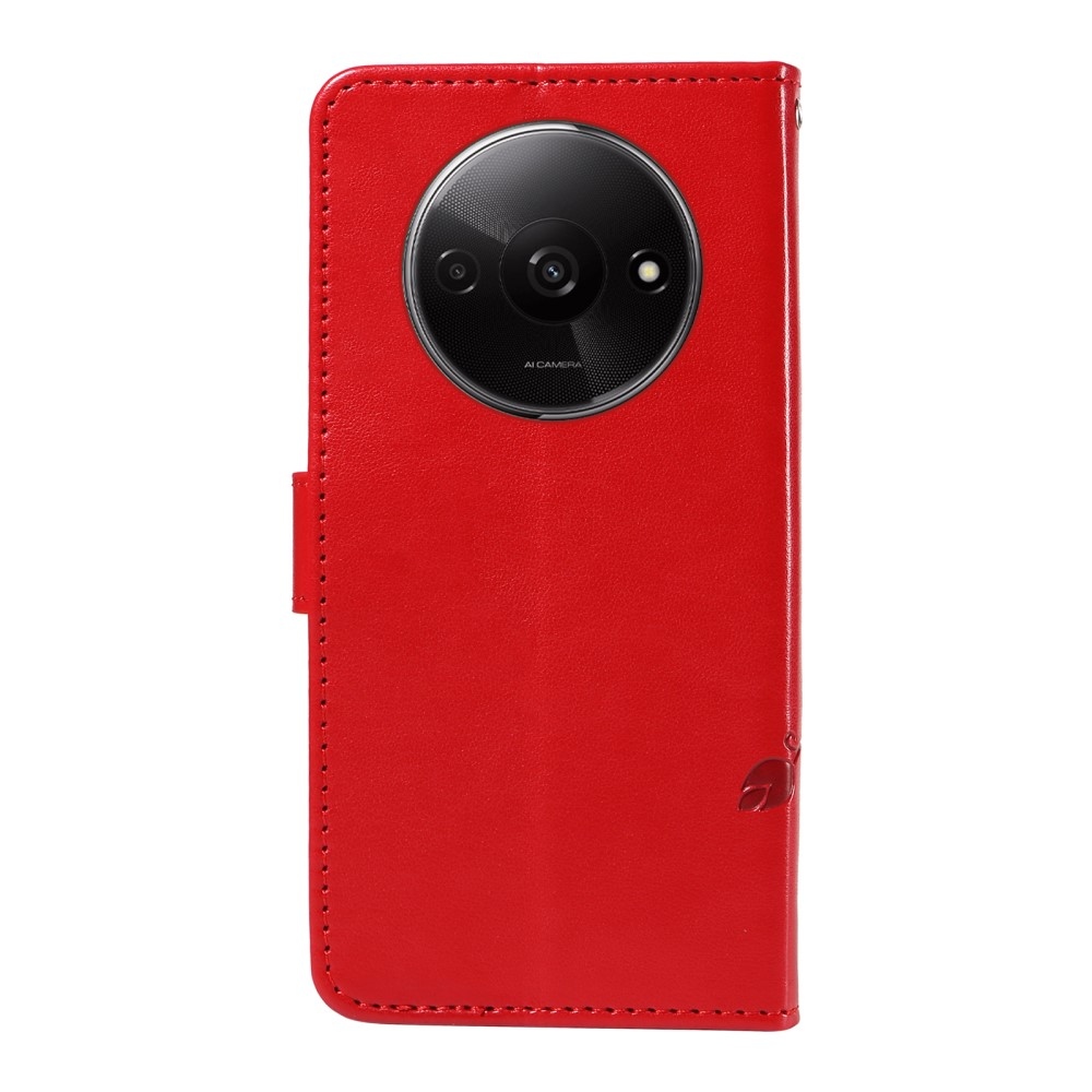 Virágok könyv tok Xiaomi Redmi A3-hoz - piros