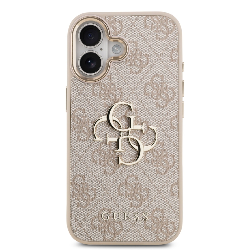 Guess PU bőr 4G fém logó arany keret hátlapi borító iPhone 17 rózsaszínhez