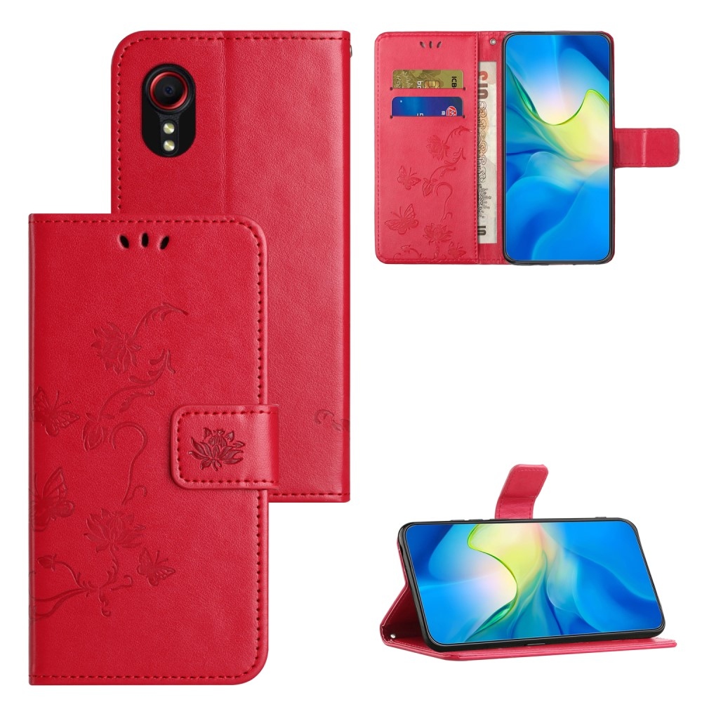 Virágos könyv tok Samsung Galaxy Xcover 7 készülékhez - piros