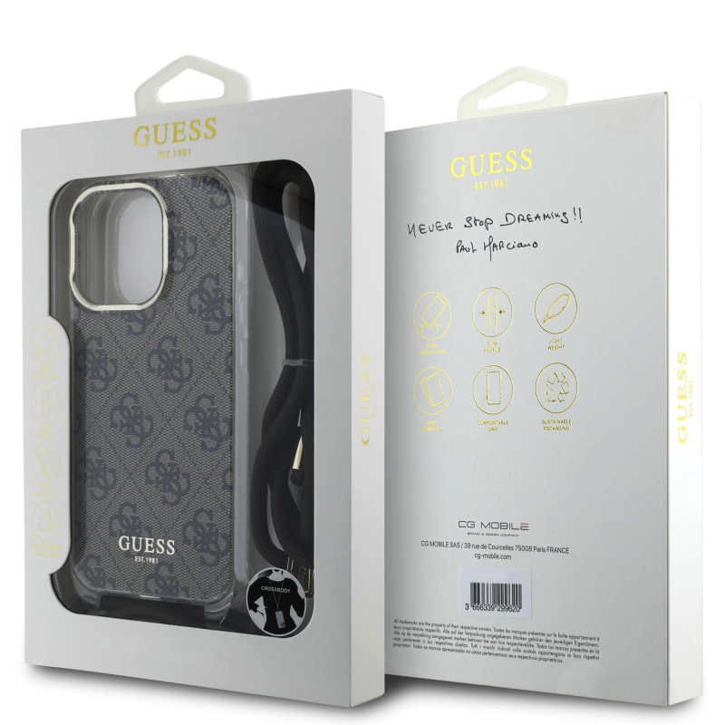 Guess IML 4G nyomtatott keresztpántos hátlap iPhone 16 Pro barna iPhone 16 Pro-hoz Barna