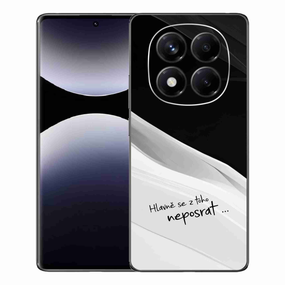 Gél borító mmCase a Xiaomi Redmi Note 14 Pro számára - vicces szöveg 13 fehér és fekete háttérrel