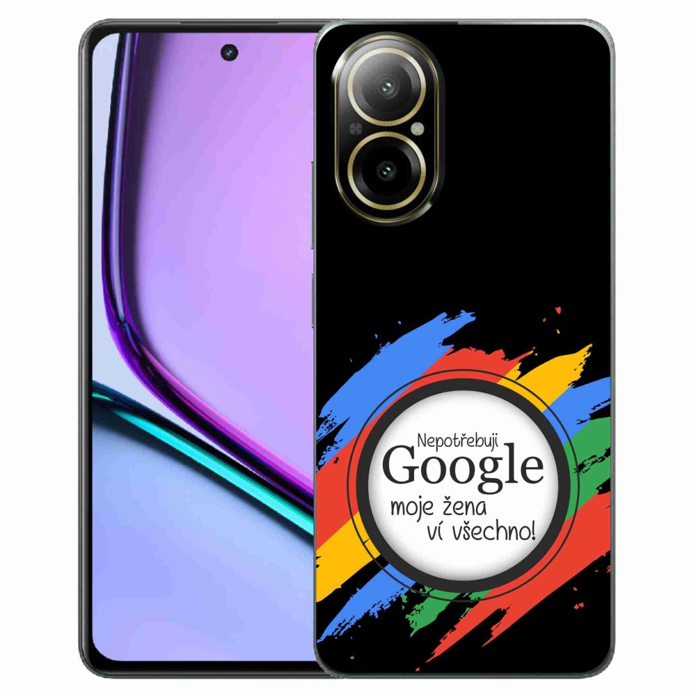 Gél borító mmCase a Realme C67-en - a nő mindent tud fekete háttérrel