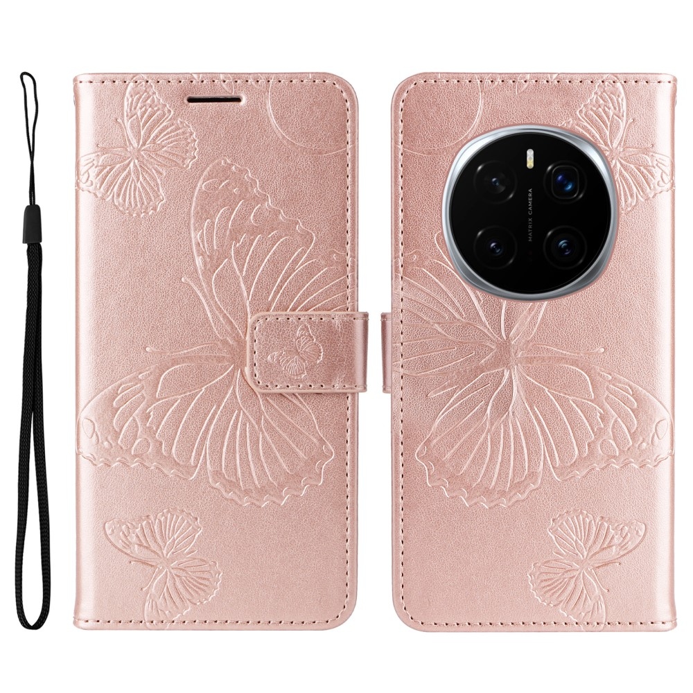 Nagy pillangó könyv tok Honor Magic 7 Pro 5G - rózsa arany