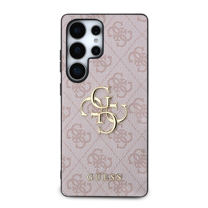 Guess PU 4G fém logós hátlap Samsung Galaxy S25 Ultra rózsaszín