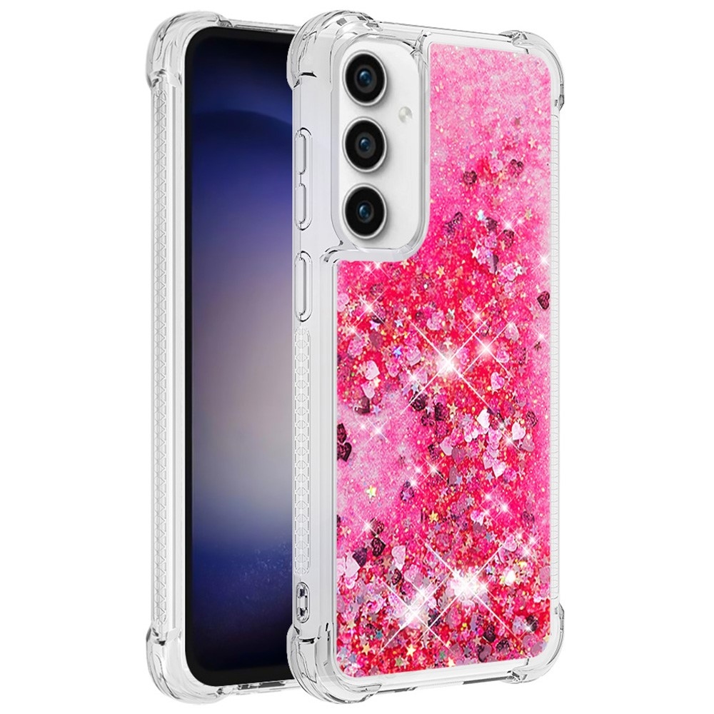 Glitter zselés homokóra hüvely Samsung Galaxy S23 FE készülékhez - rózsaszín/szívek