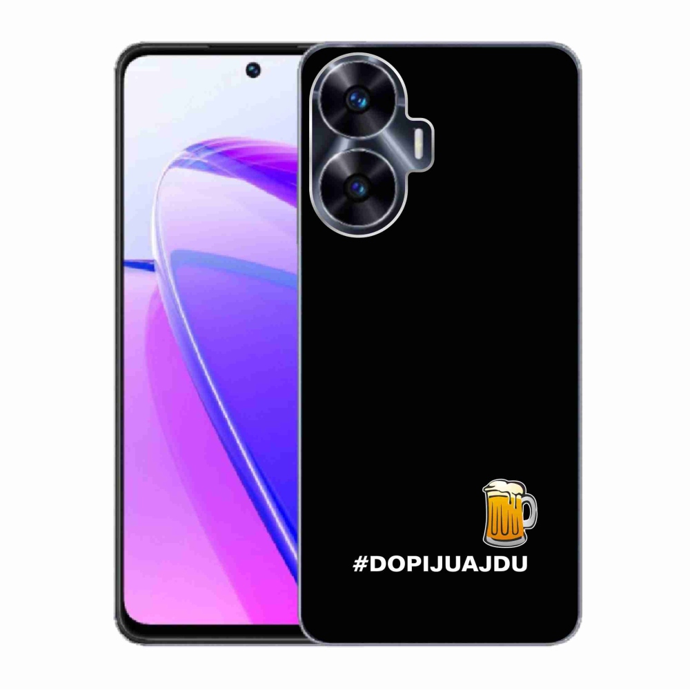 Gél borítás mmCase a Realme C55 készülékhez - sör motívum 1 fekete háttér