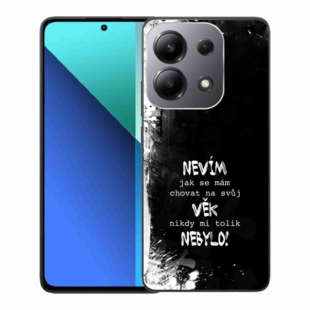 Gél borító mmCase a Xiaomi Redmi Note 13-hoz - vicces szöveg 14 fekete háttérrel