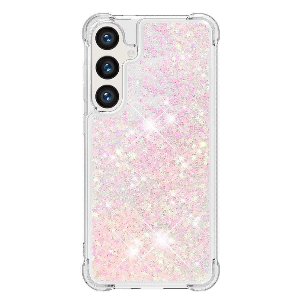 Glitter homokóra zselés tok Samsung Galaxy S24+ - rózsaszín / csillagok