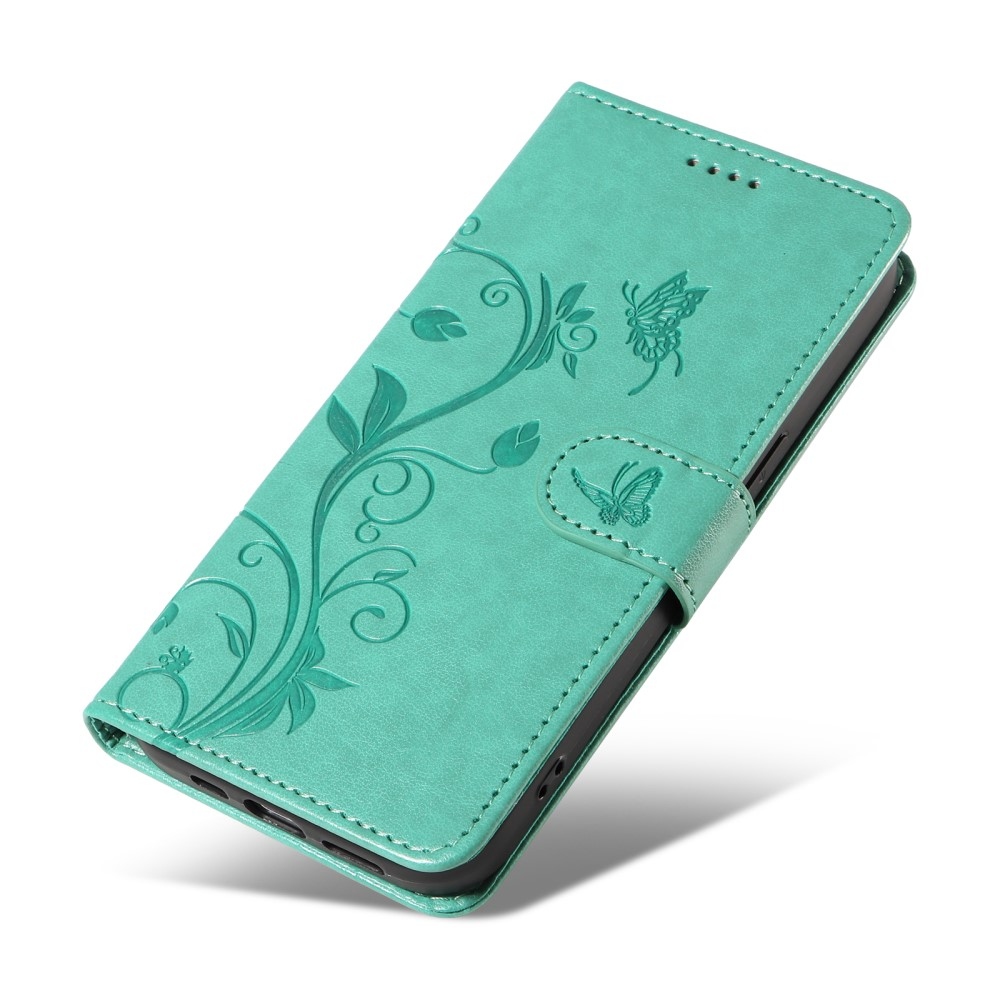 Virágos könyv tok Xiaomi Redmi Note 13-hoz - teal színű