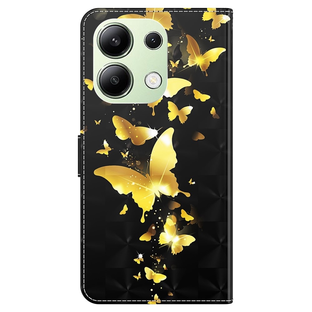 Nyomtatott könyv tok Xiaomi Redmi Note 13-hoz - arany pillangók
