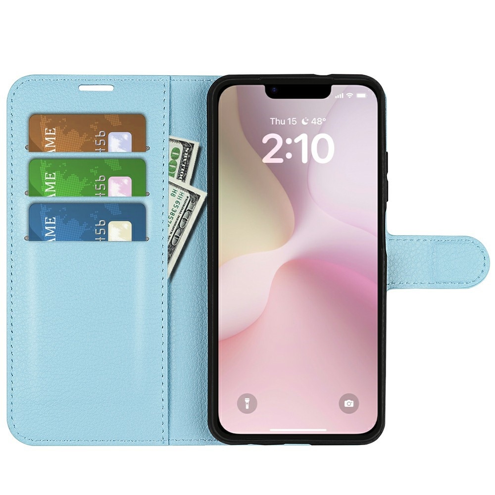 Litchi könyvtáska iPhone 16e készülékhez - kék