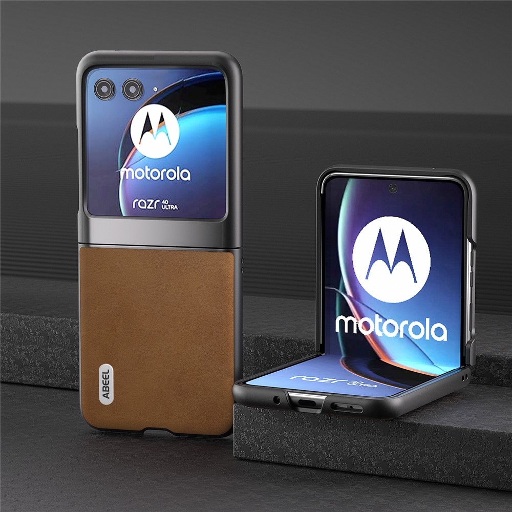 ABEEL műanyag tok kemény hátlappal a Motorola Razr 40 Ultra 5G készülékhez - barna színben