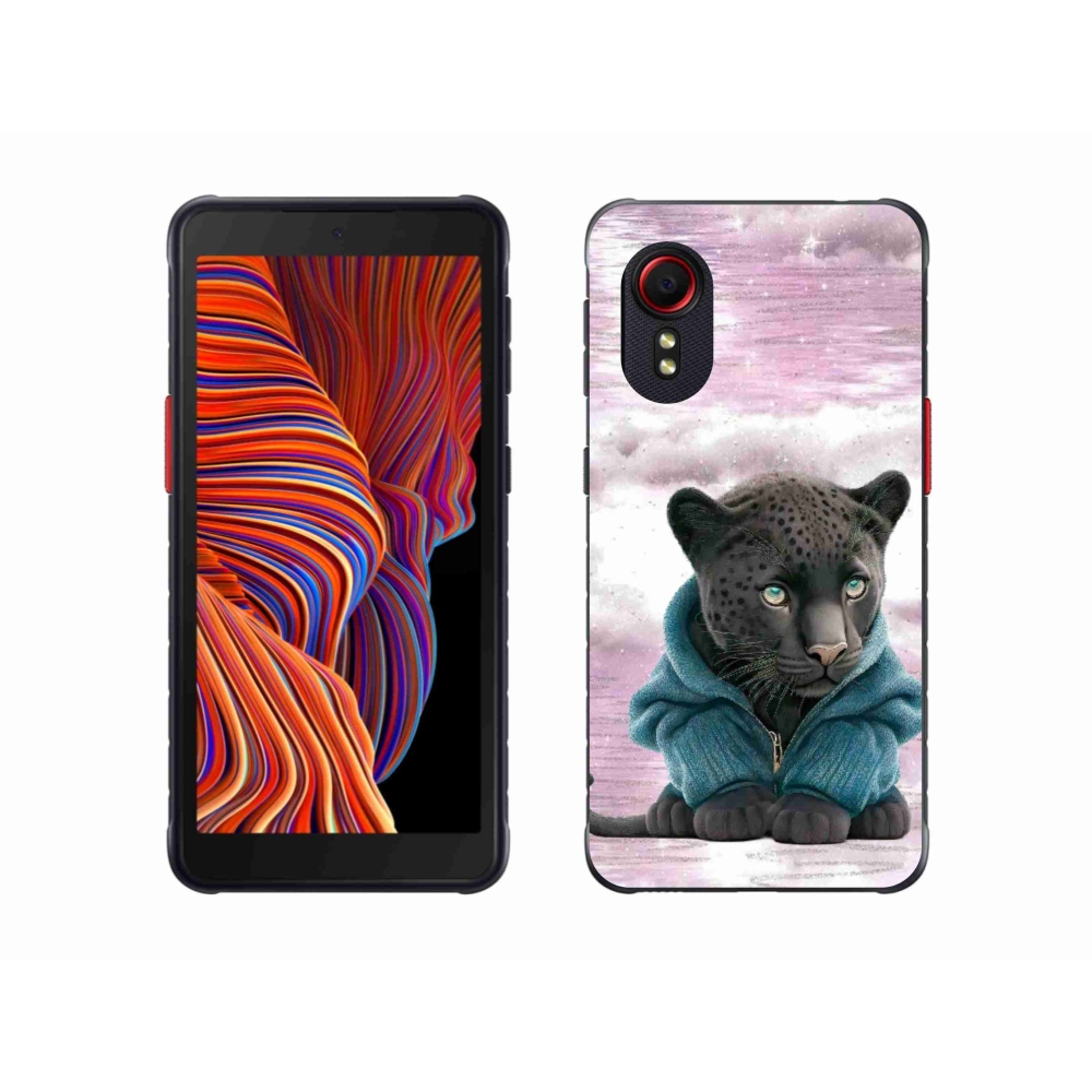 Gél borítás mmCase Samsung Galaxy Xcover 5 készülékhez - fekete párduc pulóverben