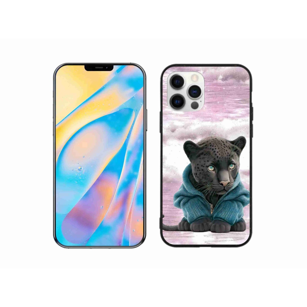 Gél borítás mmCase iPhone 12 készülékhez - fekete párduc pulóverben