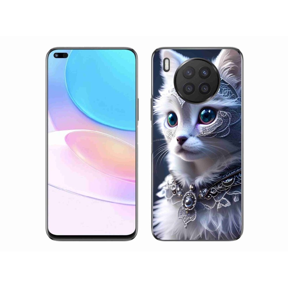 Gél borítás mmCase a Huawei Nova 8i készülékhez - fehér macska