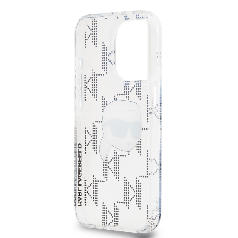Karl Lagerfeld IML galvanizált Karl Head hátlap az iPhone 15 Pro Max átlátszó készülékre