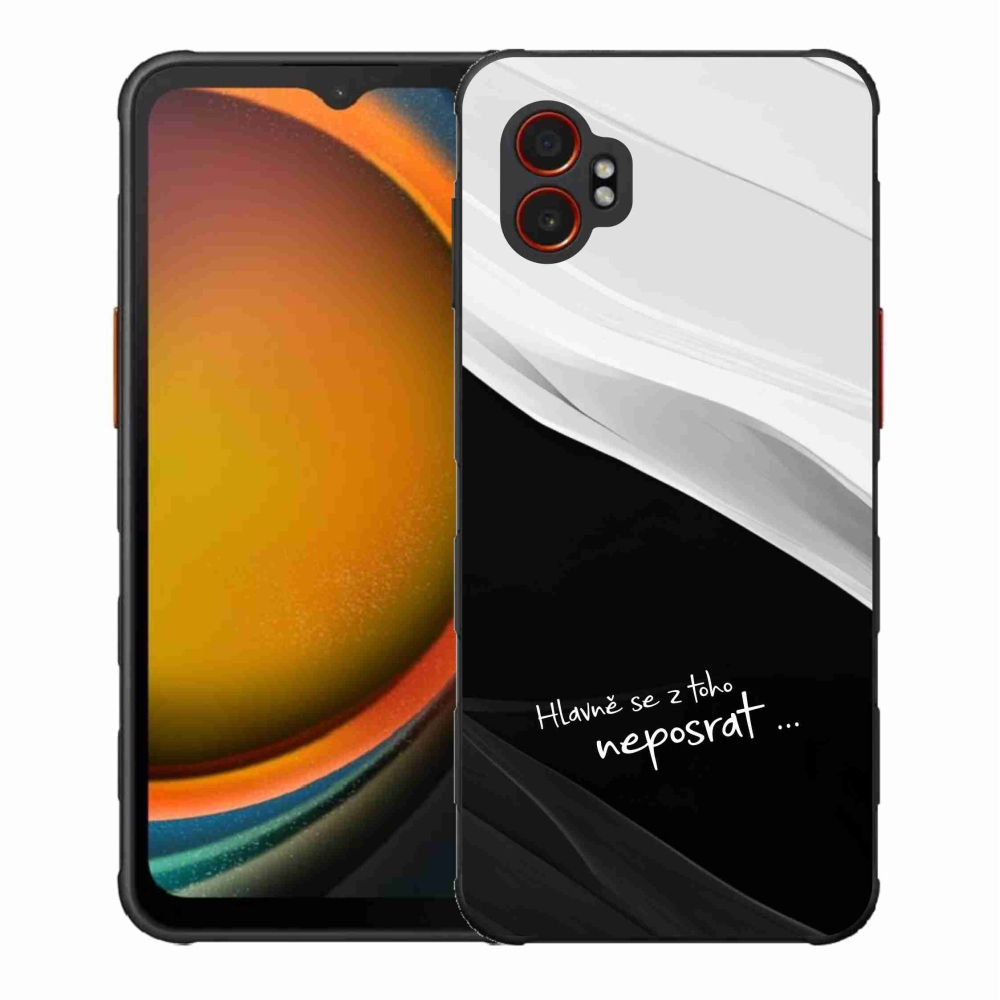 Gél borító mmCase Samsung Galaxy Xcover 7 Pro - vicces szöveg 13 fekete és fehér háttérrel