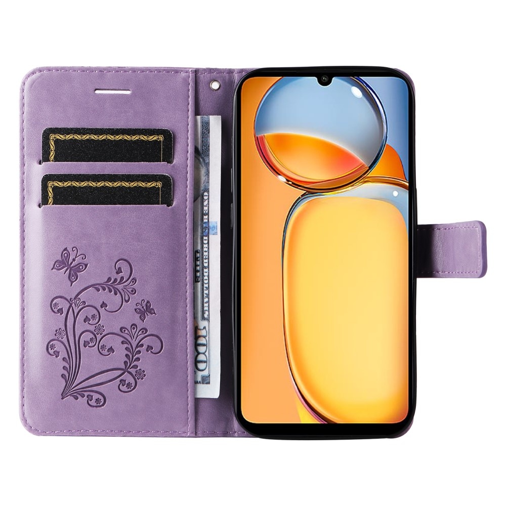 Nagy pillangó könyv tok Xiaomi Poco C65/Redmi 13C - lila