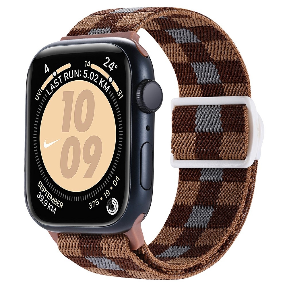 Fokozatos nejlon szíj Apple Watch Ultra/Ultra 2 49mm/SE/SE 2022/2023 44mm/9/8/7 45mm/6/5/4 44mm/3/2/1 42 mm-es Apple Watch Ultra/Ultra 2 órához - barna kockák