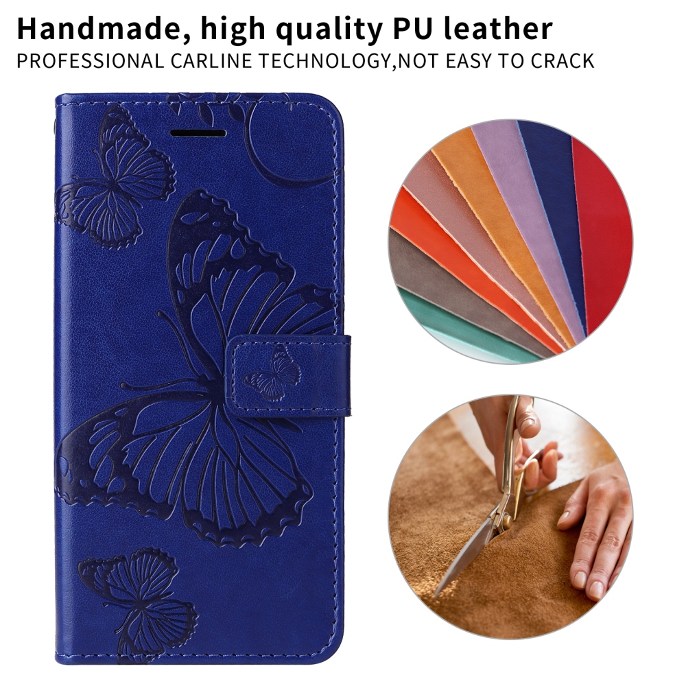 Nagy pillangó könyv tok a Xiaomi Poco F7 5G-hez - kék