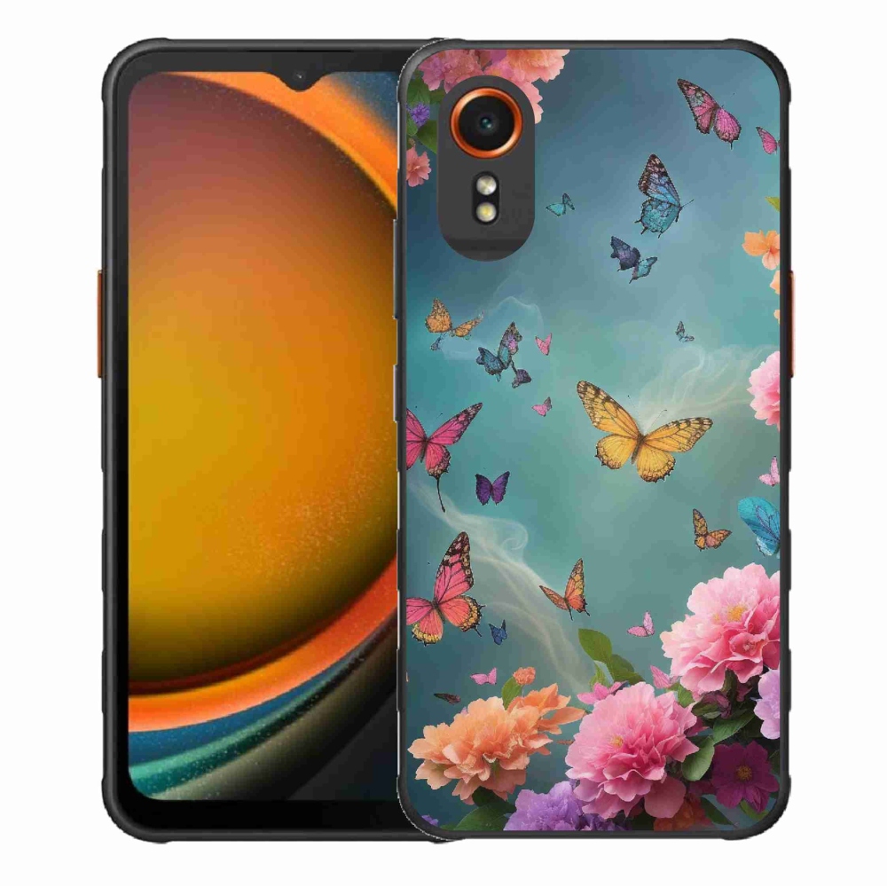 Gél borítás mmCase Samsung Galaxy Xcover 7 készülékhez - színes virágok és pillangók
