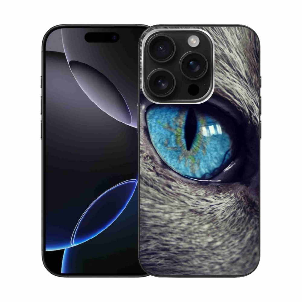 Zselés borítás mmCase iPhone 16 Pro készülékhez - kék macskaszem
