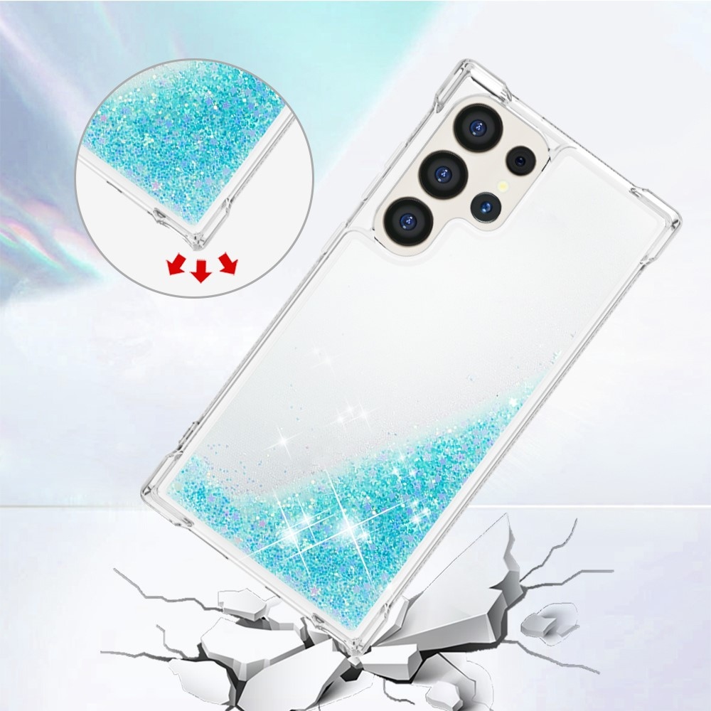 Glitter homokóra zselés tok Samsung Galaxy S24 Ultra - kék / csillagok