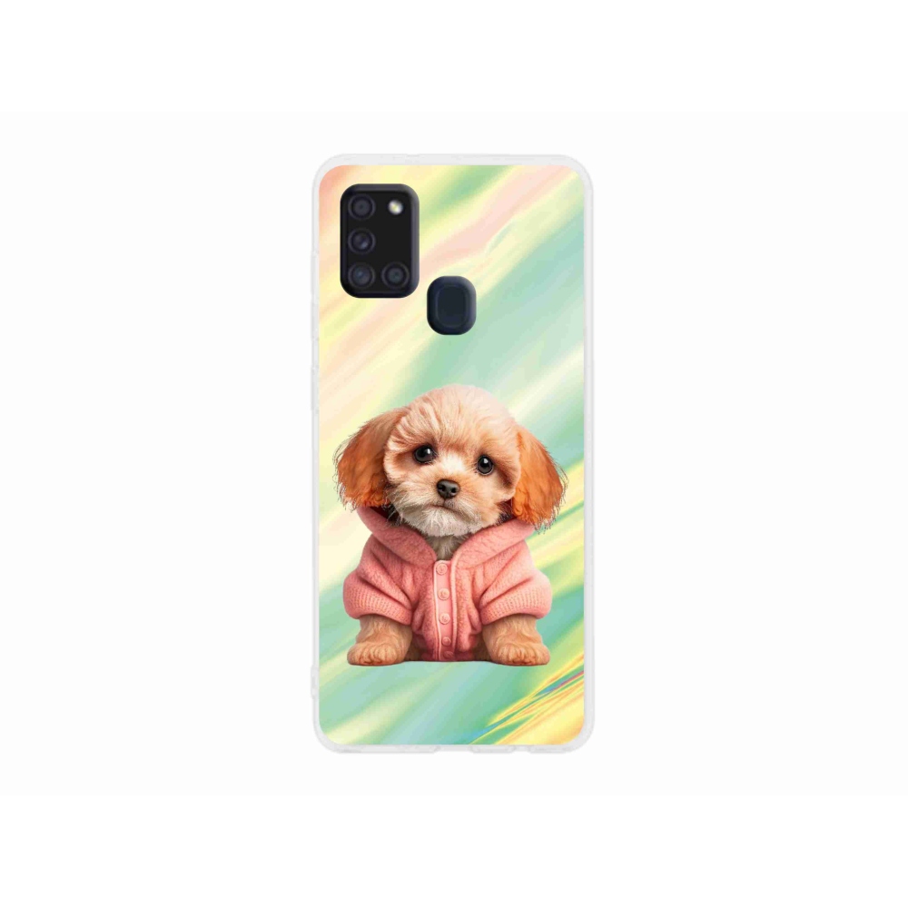 Gél borítás mmCase Samsung Galaxy A21s készülékhez - pulóveres kiskutya
