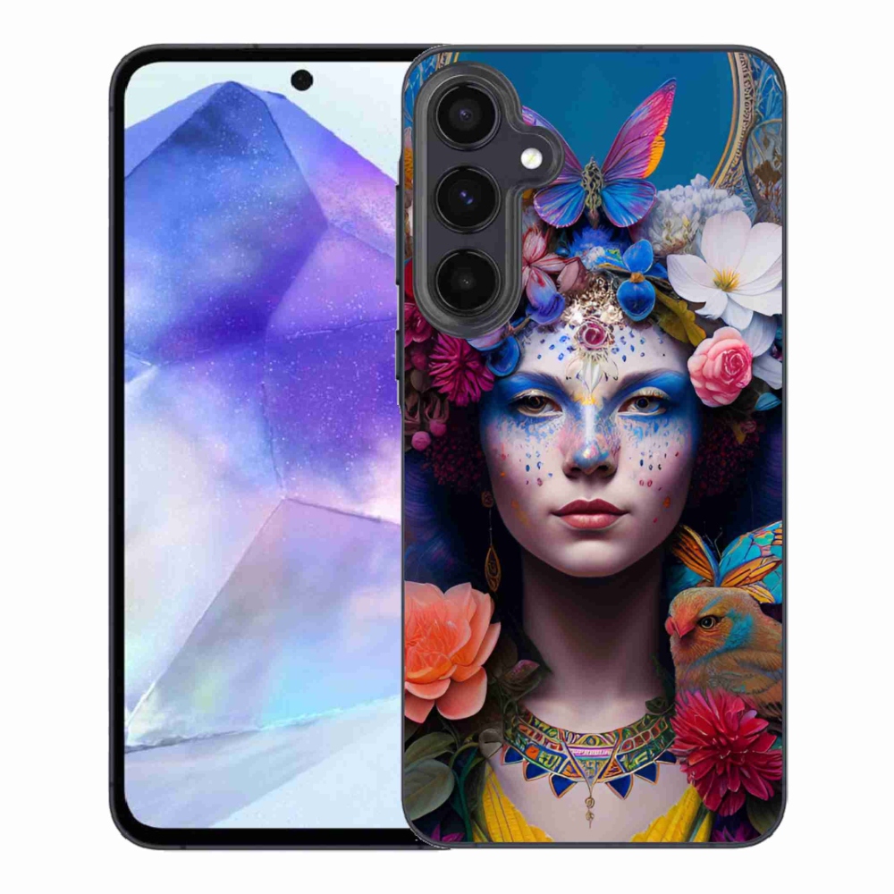 Gél borítás mmCase Samsung Galaxy A55 5G - nő virágokkal