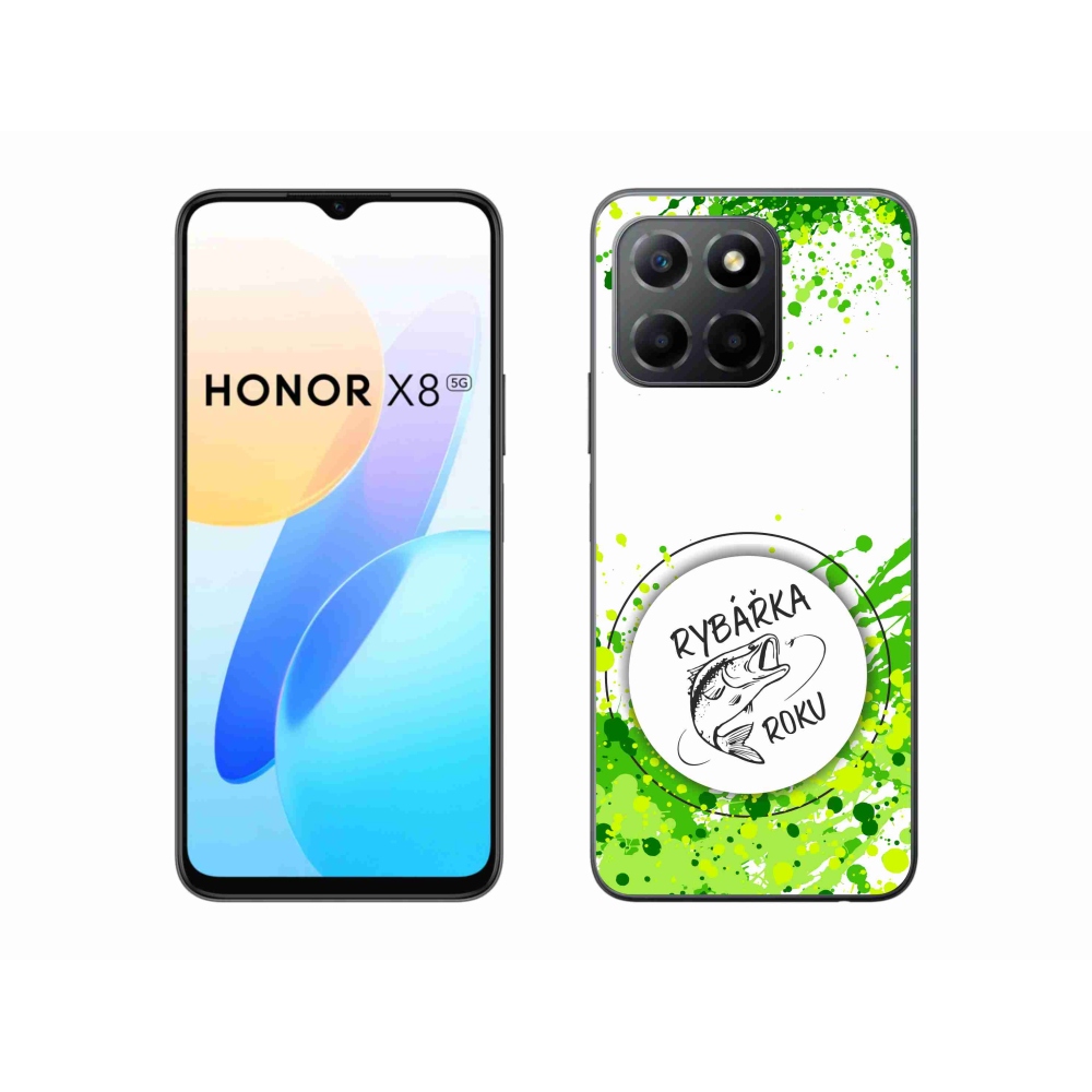 Zselés borító mmCase a Honor X8 5G/Honor 70 Lite 5G készülékhez - az év horgásza fehér háttérrel