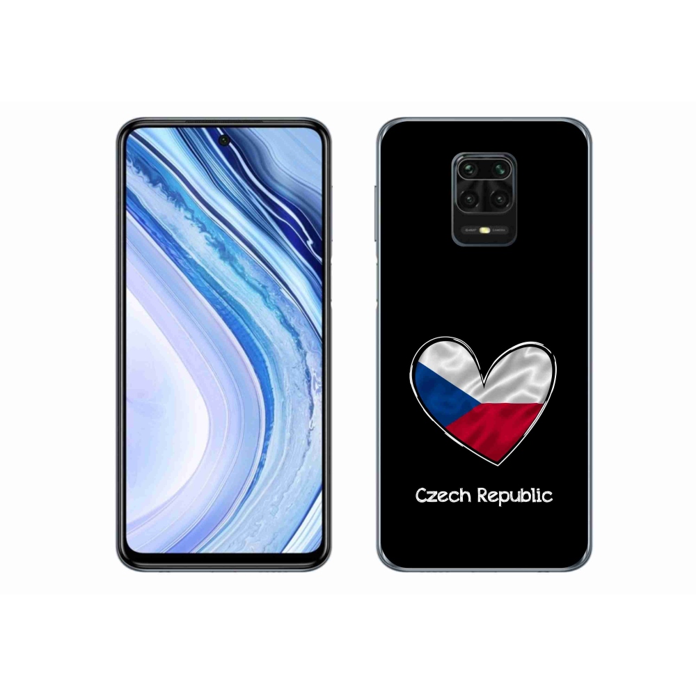 Gél borító mmCase a Xiaomi Redmi Note 9S-hez - szív zászló fekete háttérrel