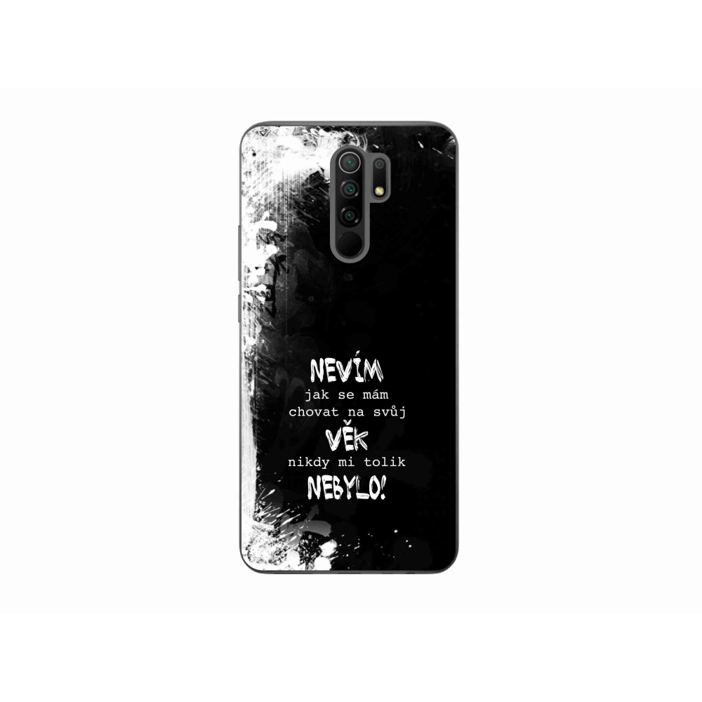 Gél borító mmCase a Xiaomi Redmi 9-hez - vicces szöveg 14 fekete háttérrel