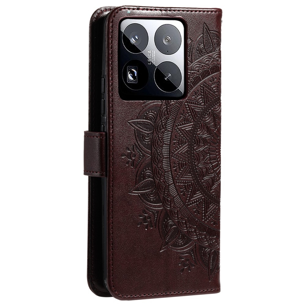 Mandala könyv tok Xiaomi 15 Pro-hoz - barna