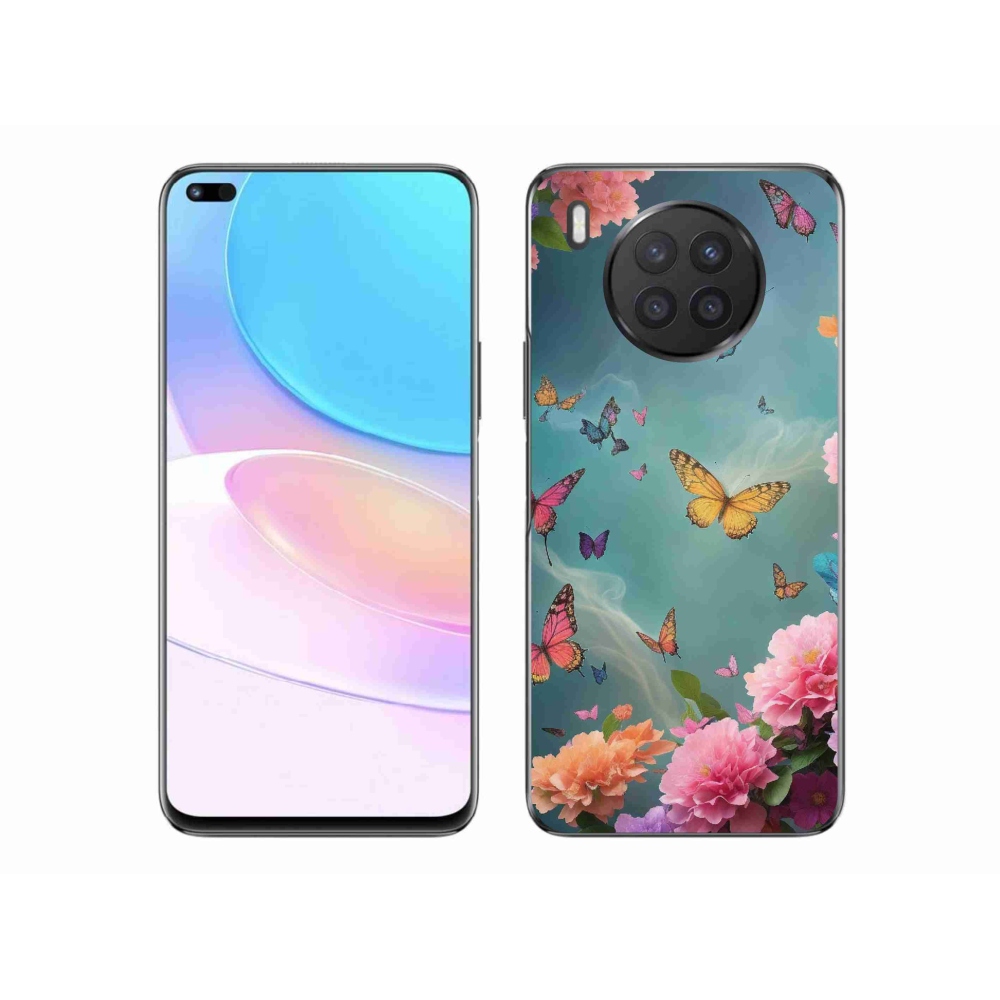 Gél borítás mmCase a Huawei Nova 8i - színes virágok és pillangók