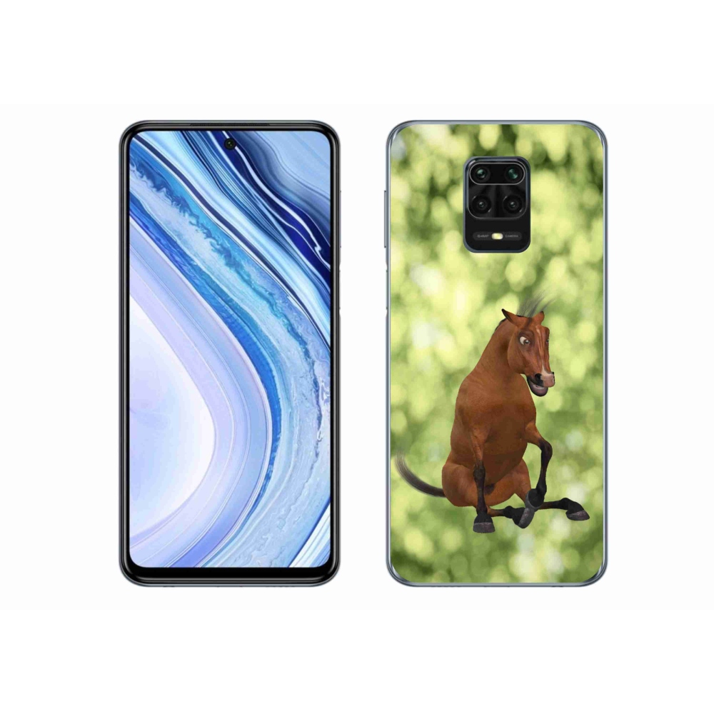 Gél borítás mmCase a Xiaomi Redmi Note 9S-hez - barna rajzfilm ló 1
