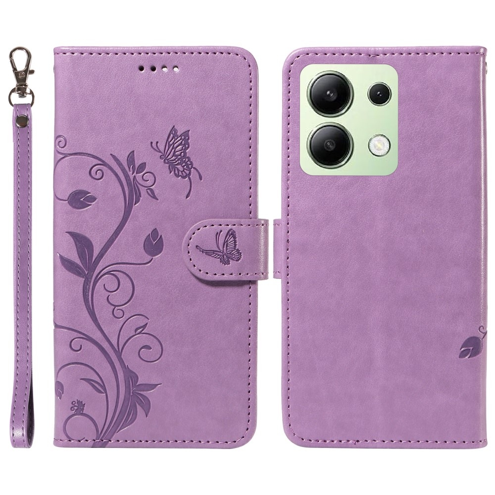 Virágos könyv tok Xiaomi Redmi Note 13-hoz - lila